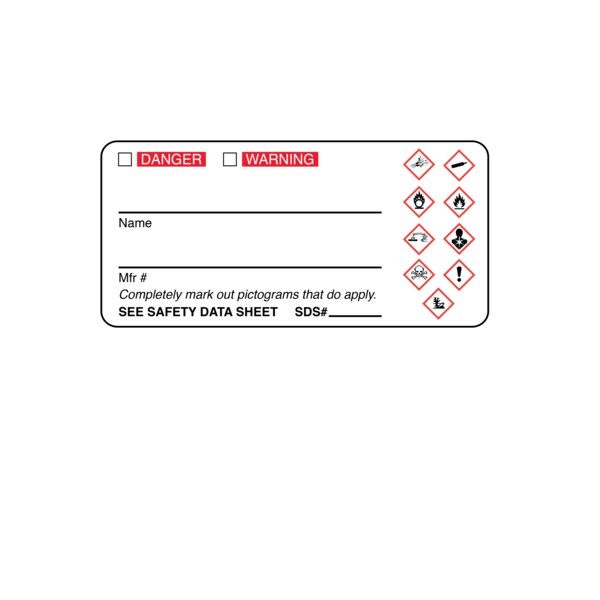 GHS Label - Danger Warning Self-Laminating 1-7/16" x 3"